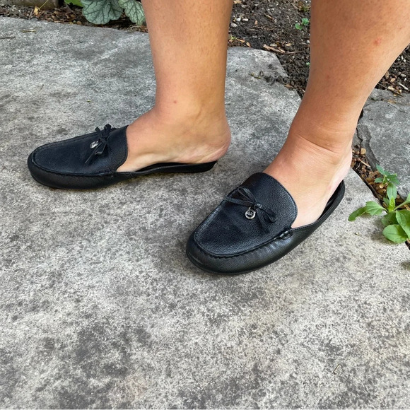 Michael Kors Black Leather Slide Loafer Mules Shoes, Size 7 - Picture 4 of 11
